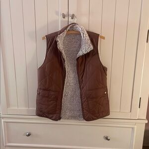 Altar'd State Brown and White Vest with Cozy Lining